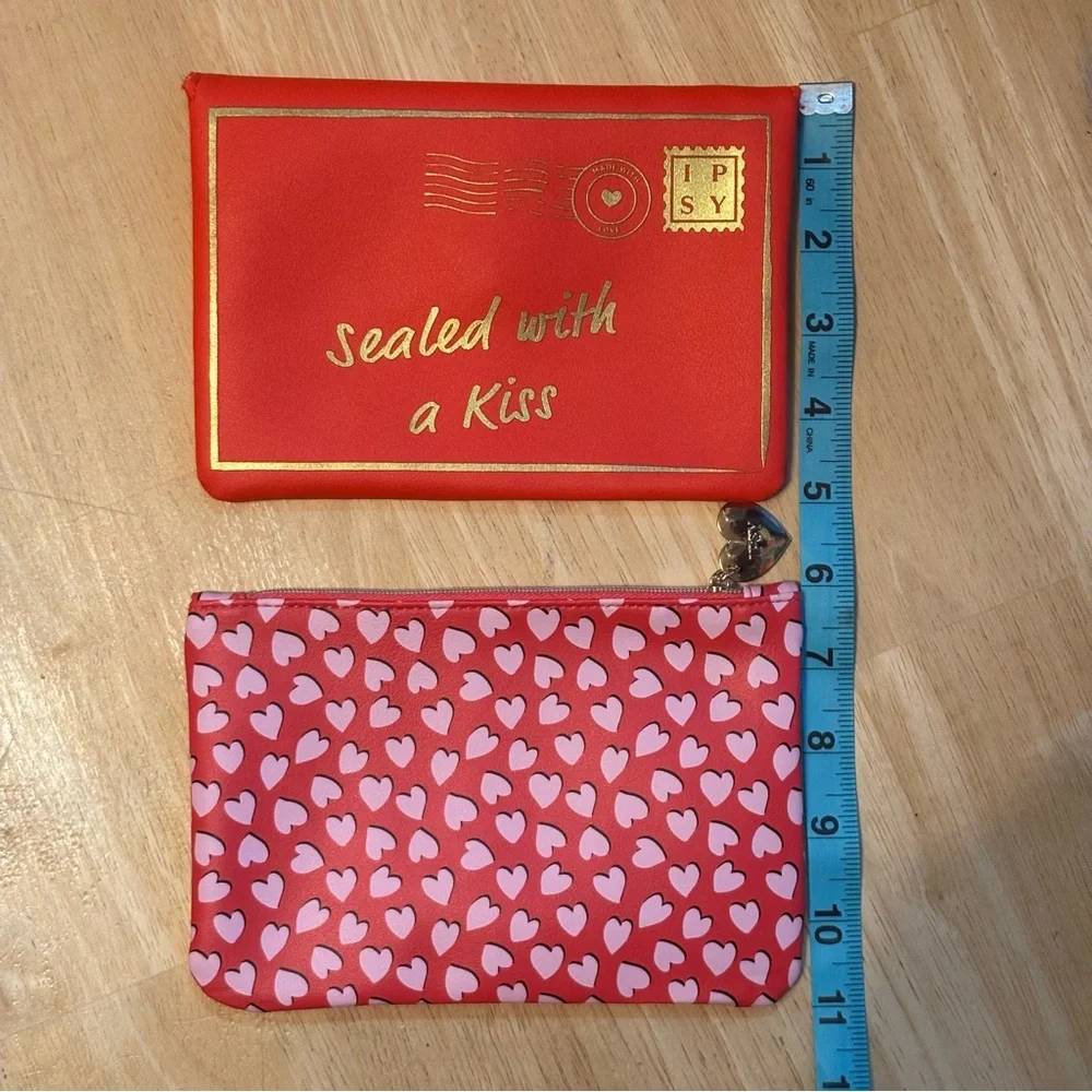 ipsy Red and Pink Heart Makeup Organizers